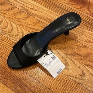 Mango Elegant Black Heeled Slides